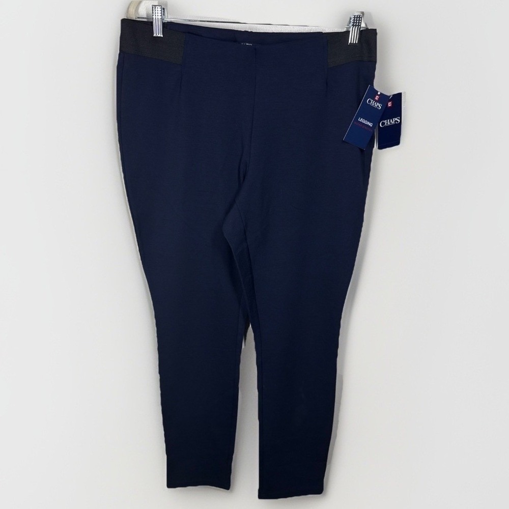 NWT Chaps‎ Blue Sculpting Leggings XL Super Stretch Slim Leg Holiday Edition